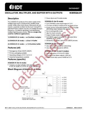 ICS552AR-01LFT datasheet  